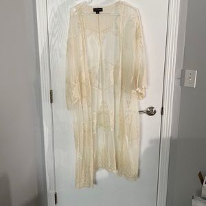 NWOT O/S+ cream lace kimono duster